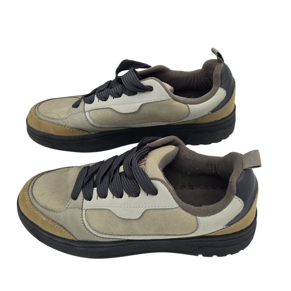 Zara Skate Crew Suede & Leather Low-Top Sneakers In Neutral Color Block Design